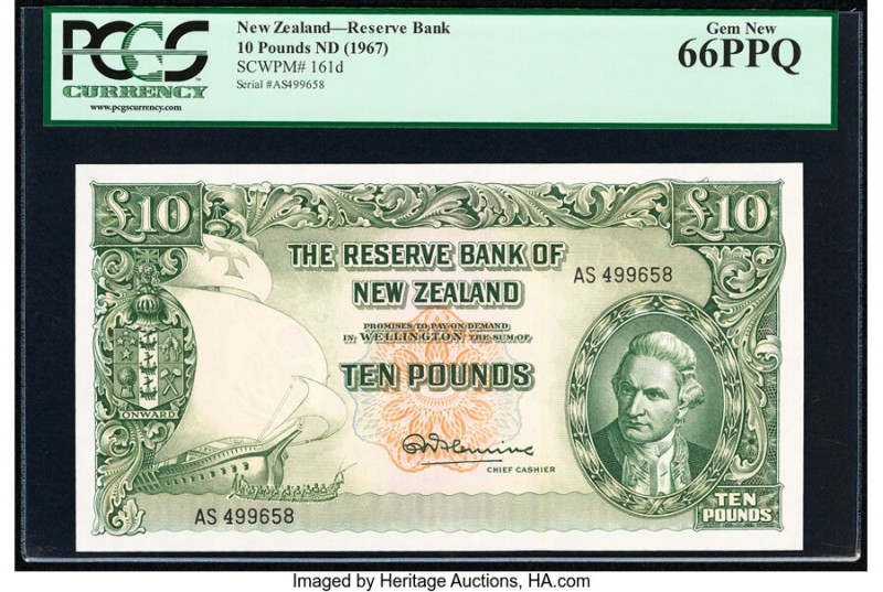 New Zealand Reserve Bank of New Zealand 10 Pounds ND (1967) Pick 161d PCGS Gem N...