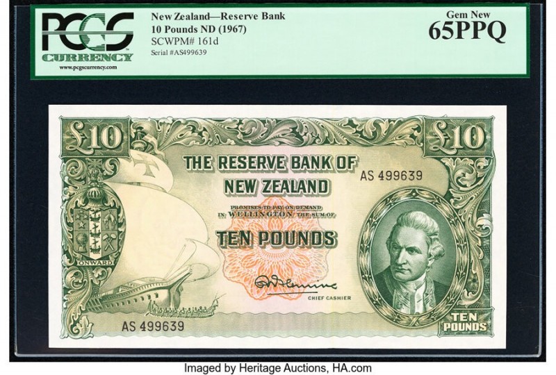 New Zealand Reserve Bank of New Zealand 10 Pounds ND (1967) Pick 161d PCGS Gem N...