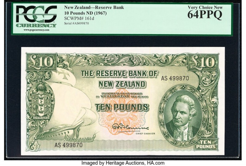 New Zealand Reserve Bank of New Zealand 10 Pounds ND (1967) Pick 161d PCGS Very ...