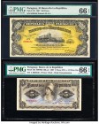 Paraguay Republica del Paraguay 100 Pesos; 5 Pesos M.N. = 1/2 Peso Oro 1907 Pick 122; 156 Two Examples PMG Gem Uncirculated 66 EPQ (2). 

HID098012420...