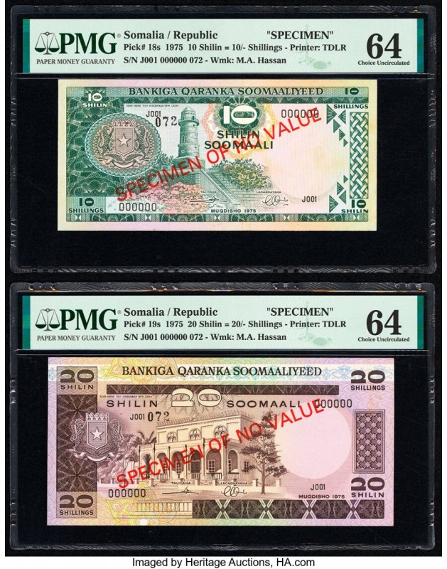 Somalia Somali National Bank 10 Shilin = 10 Shillings; 20 Shillin = 20 Shillings...