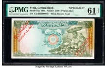 Syria Central Bank of Syria 100 Pounds 1958-62 / AH1377-81 Pick 91as Specimen PMG Uncirculated 61 Net. Red overprints and previously mounted.

HID0980...