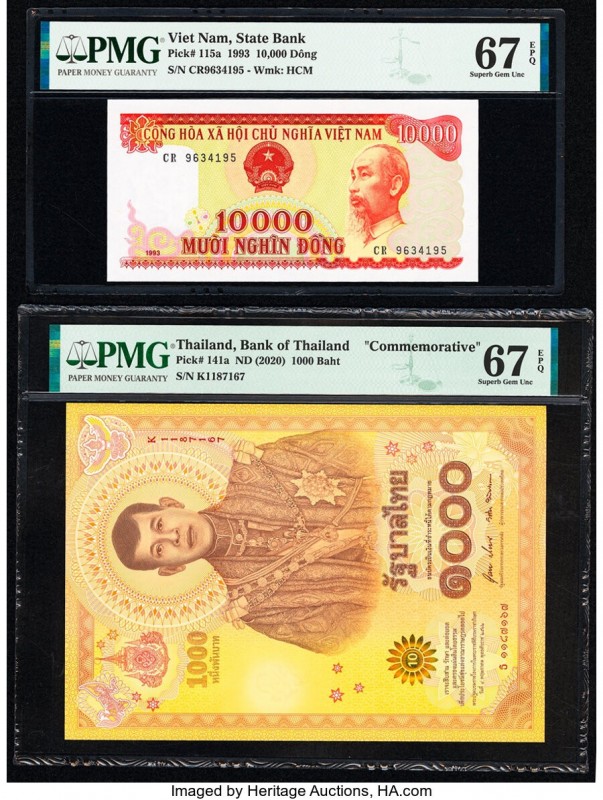 Thailand Bank of Thailand 1000 Baht ND (2020) Pick 141a PMG Superb Gem Unc 67 EP...