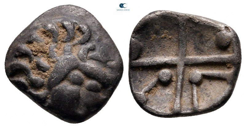 Central Europe. The Vindelici circa 100 BC. 
Quinarius AR

13 mm, 1,77 g

...