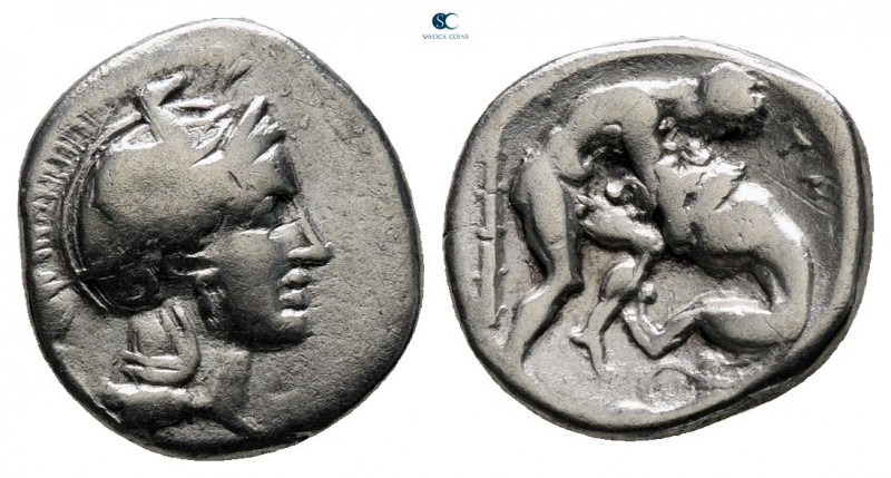 Calabria. Tarentum circa 380-325 BC. 
Diobol AR

10 mm, 1,16 g



nearly ...