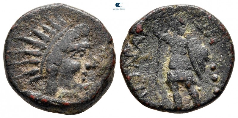 Sicily. Aitna circa 210-208 BC. 
Trias Æ

19 mm, 4,81 g



very fine
