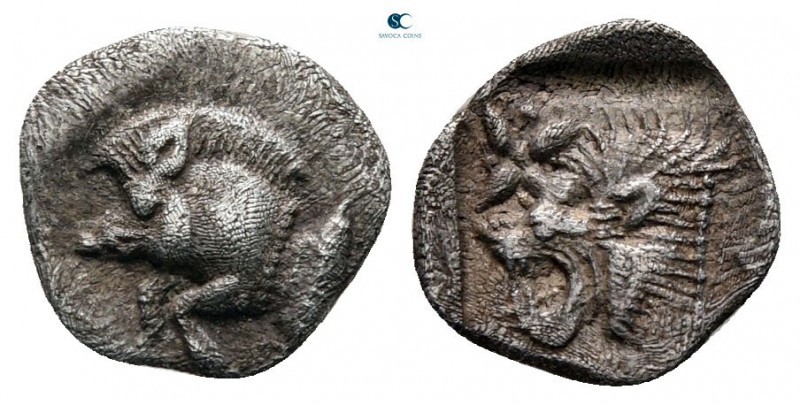 Mysia. Kyzikos circa 525-475 BC. 
Hemiobol AR

7 mm, 0,33 g



very fine