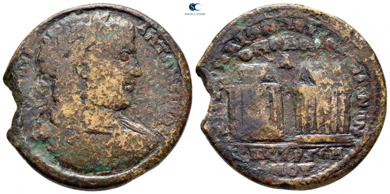 Ionia. Smyrna. Caracalla AD 198-217. Alliance issue with Pergamon
Bronze Æ. Med...