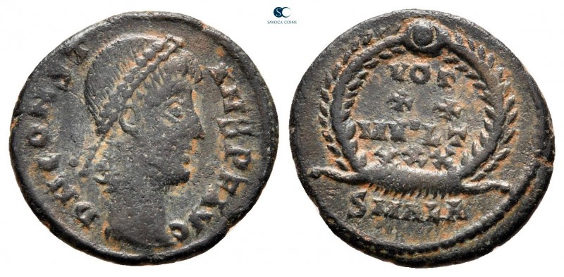 Constans AD 337-350. Alexandria
Follis Æ

13 mm, 1,54 g



very fine