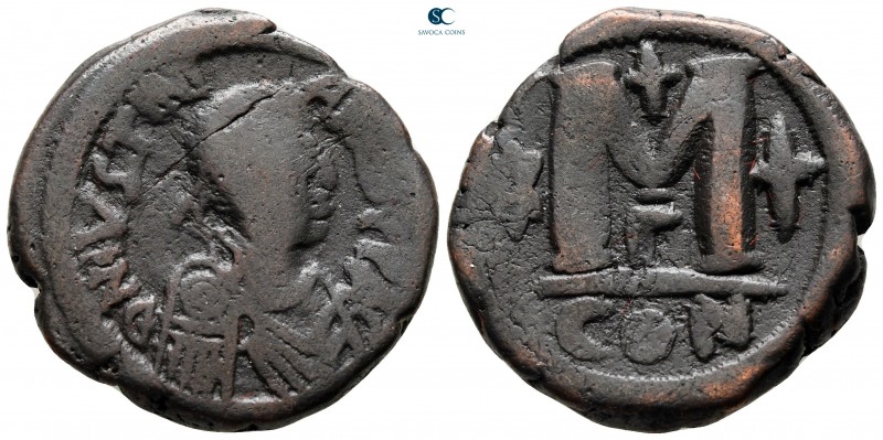 Justinian I AD 527-565. From the Tareq Hani collection. Constantinople
Follis o...