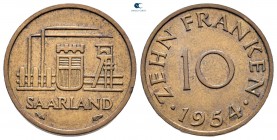 Germany. Saarland.  AD 1954. 10 Franken