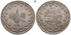 Turkey. Qustantînîya (Constantinople). Muhammad V AD 1909-1918. AH 1293-1327. 20 Kurush AR