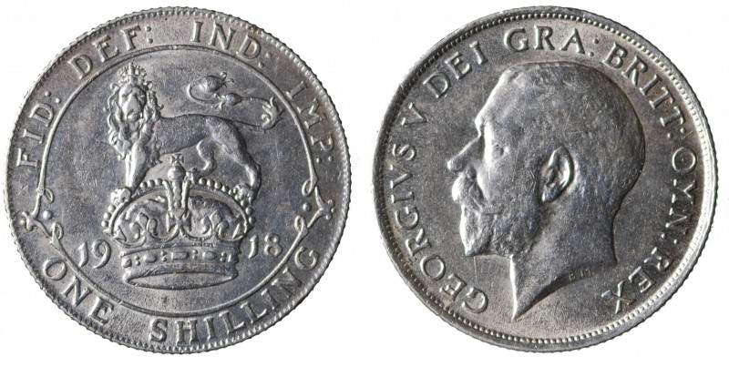 Great Britain. Giorgio V. One shilling 1918 Ag gr. 5,66. mSPL