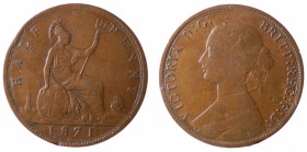 Great britain. Victoria half penny 1871 scarce date