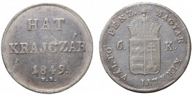 Hungary. 6 krajczar 1849 gr. 2,16
