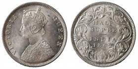 India British. Victoria. 1/2 Rupee 1862 Ag gr. 5,81 KM#472 qFDC