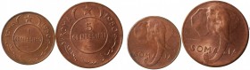 Somalia. AFIS. Lotto di due monete 1 e 5 centesimi 1950 Roma