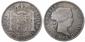 Spain. Isabella II 10 reales 1864 AG gr. 12,85