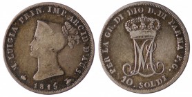 Ducato di Parma. Maria Luigia d'Austria (1815-1847). 10 soldi 1815 Milano AG gr.2,42. Gig.10 qBB