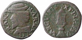 Mantova. Francesco II Gonzaga (1484-1519). Quattrino col cappello (testa grande, cappello a barchetta). AE gr. 1,84 mm 18. Bignotti 30; CNI 176/192. M...