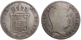 Regno delle due Sicilie. Napoli. Ferdinando II di Borbone 20 grana 1835. AG gr. 4,43 rif.Magliocca 600 MB R