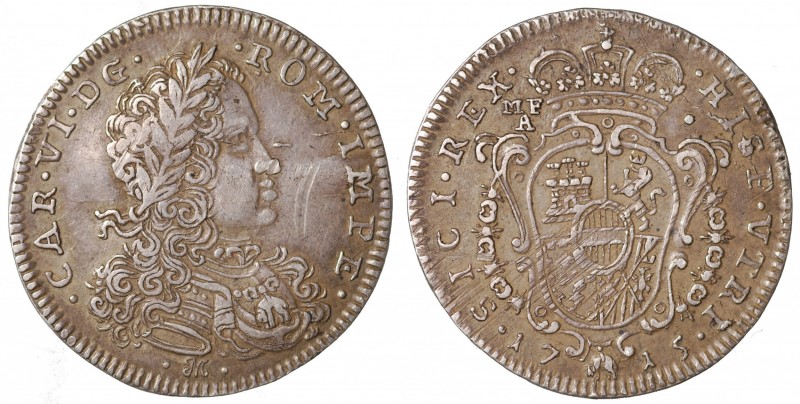 Regno di Napoli. Carlo VI d'Asburgo (1711-1734). Tarì 1715 sigle MF/A AG gr. 4,3...