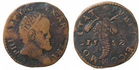 Regno di Napoli. Filippo II (1554-1598). Tornese 15SZ AE gr. 8,13 qBB rif.Magliocca 126/127 R2