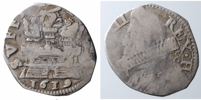 Regno di Napoli. Filippo III (1598-1621) 15 grana 1619 sigle FC/C. gr.2,83 Magli...