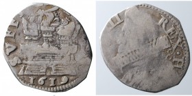 Regno di Napoli. Filippo III (1598-1621) 15 grana 1619 sigle FC/C. gr.2,83 Magliocca 21 Raro MB