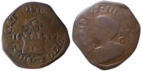 Regno di Napoli. Filippo IV (1621-1665) 9 Cavalli 1629. AE gr.7,53 MB-BB