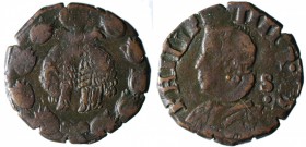 Regno di Napoli. Filippo IV (1621-1665) Tornese. AE gr.5,13 BB