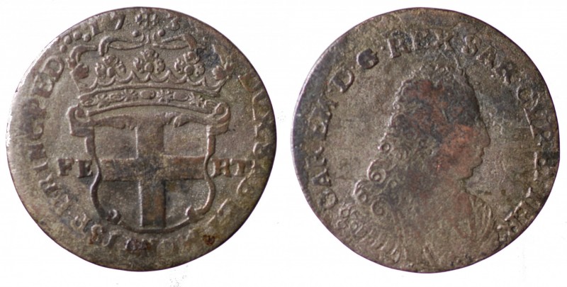 Savoia. Carlo Emanuele III. 5 soldi 1735 gr. 4,30