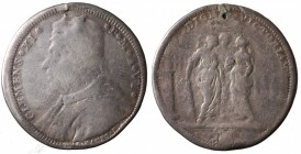 Clemente XI (1700-1721). Roma. Testone DIGNIS VICTORIAM anno VI. Munt. 64; CNI 77. raro. *da montatura
