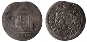 Innocenzo XII (1691-1700). Roma, 1/2 grosso 1699 con porta santa. AG gr.0,52. MIR 2179/3; Mun. 113. MB