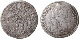 Pio IV (1559-1565). Macerata. Testone AG gr. 9,29 Munt.76-80; MIR 1075 qBB raro
