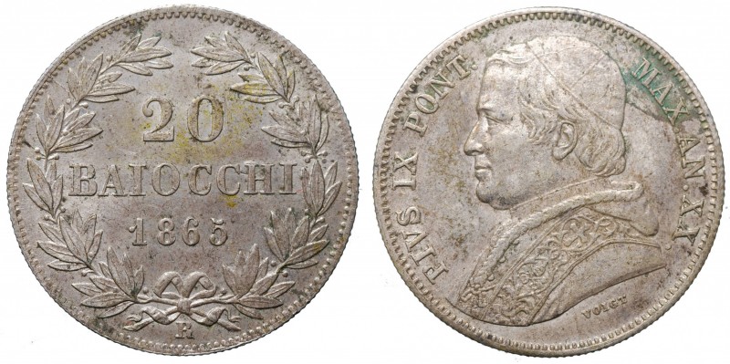 Pio IX. 20 baiocchi 1865 Roma Anno XX. AG