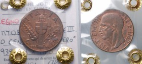 Vittorio Emanuele III. 10 centesimi 1939 XVII 1°tipo CU. Periziata Angiolillo qFDC