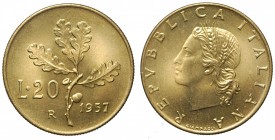 20 lire 1957 var. 7 della data con gambo largo. FDC