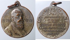 Pietro Oreste. Medaglia 50° anno di insegnamento. Bari 1912. AE argentato gr. 5,63 mm 25