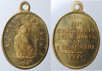 San Luigi Gonzaga. Medaglia religiosa 3° centenario della morte 1891. AE dorato gr. 2,78