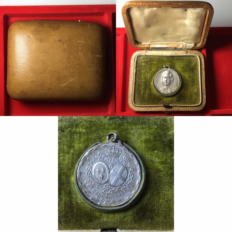 Savoia. Maria di Savoia medaglia nozze 1939 con rara scatolina d'epoca
