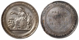 Torino. Medaglia premio Scuole Tecniche operaie San Carlo in Torino. 1912-1913 AG gr.11,37 mm 30,4