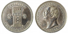 Castelgabbiano. Alfonso Sanseverino Vimercati gettone da 50 centesimi 1893