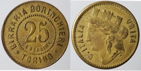 Torino. Gettone Birraria Boringheri 25 centesimi