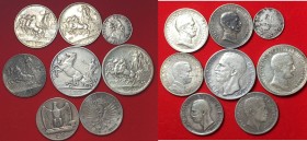 Regno d'Italia. Lotto 8 monete in argento. Conservazioni da MB a SPL