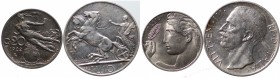 Regno d'Italia. Vittorio Emanuele III. Lotto di 2 monete (20 centesimi 1922, 19 lire 1927 due rosette) conservazioni medie SPL