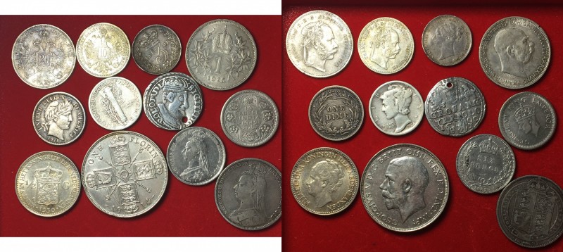 World Coins. Lotto 12 monete mondiali in argento. Conservazioni miste da MB a FD...