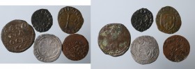 Zecche italiane. Lotto di 5 monete da catalogare (L'aquila, Bologna, Piacenza,Milano…)