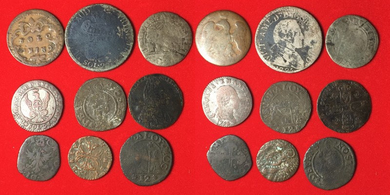 Zecche Italiane. Lotto di 9 monete da catalogare (Savoia, Modena, Venezia, ecc.)