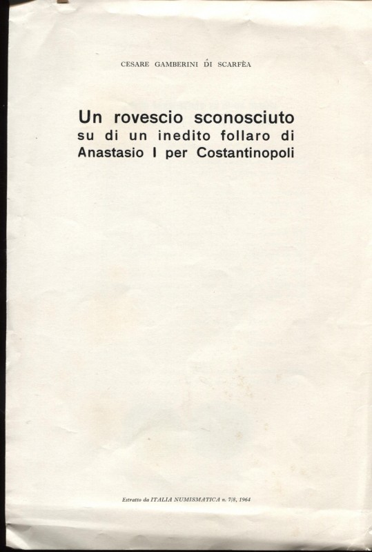 GAMBERINI di SCARFEA C. – Un rovescio sconosciuto su di un follaro di Anastasio ...